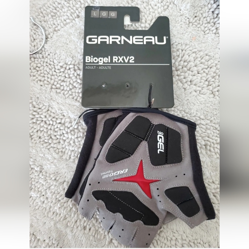 NWT LOUIS GARNEAU Adult Sz Large Biogel RXV2 Cycling Gloves Black White - Picture 2 of 10